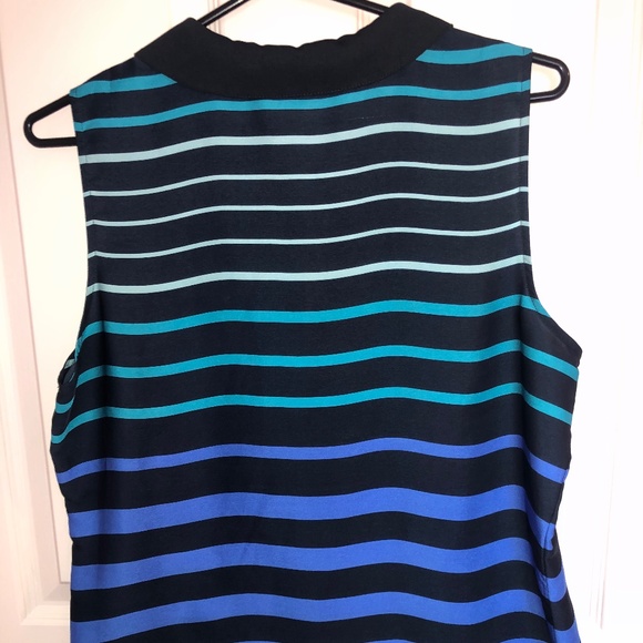 SLEEVELESS STRIPED COLLARED BLOUSE🖤💙💚 - Picture 4 of 4